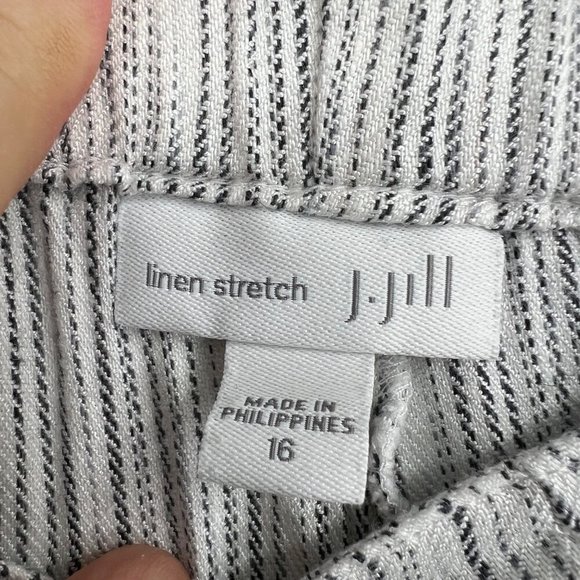 J JILL size 16 LINEN STRETCH Zinc Multi Striped Linen Blend Pants - Picture 5 of 9